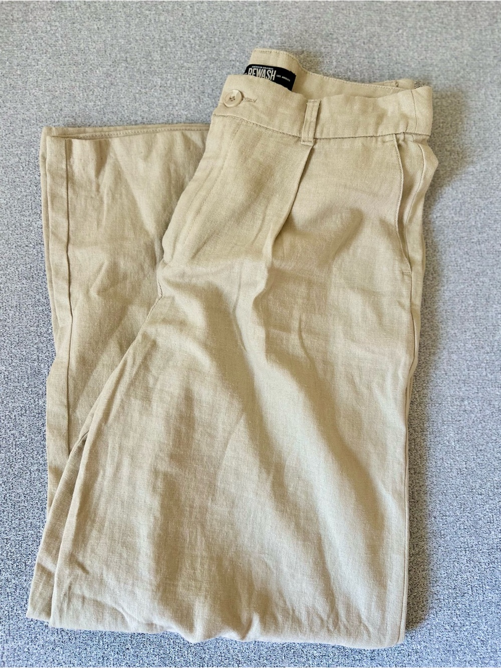 Rewash Linen Rayon Blend Pleated Trousers Tan Crop Wide Leg Pants Size 7/28